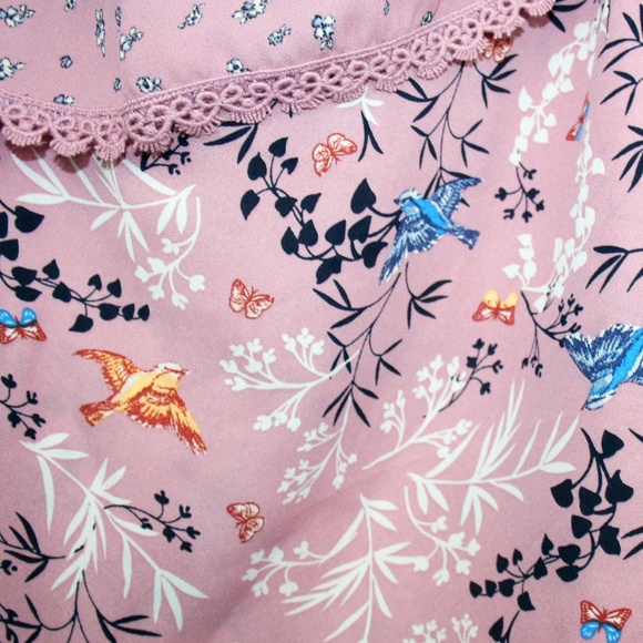 Floral Crochet Trim Ruffle One Shoulder Top NWT - Picture 4 of 7